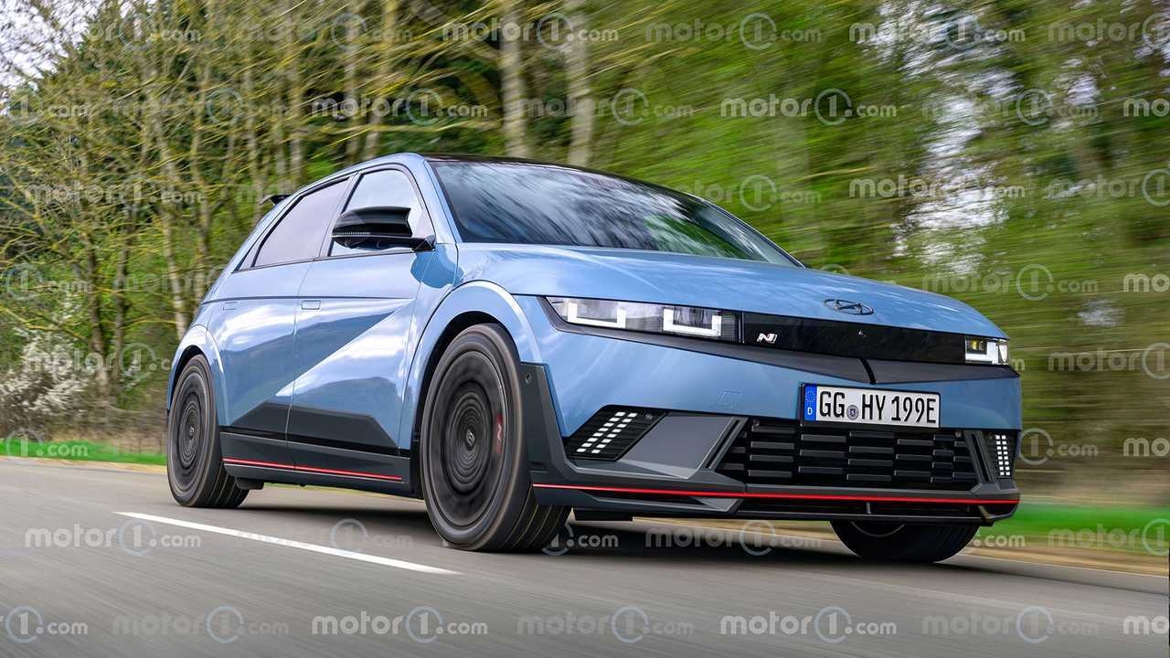 Hyundai Ioniq 5 N Als Rendering Sportler In Babyblau Mit 430 KW Hyundai Ioniq 5 N Als Rendering Sportler In Babyblau Mit 430 KW